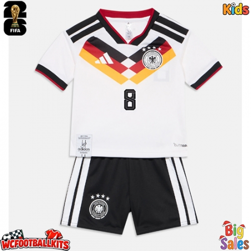 Germany Leon Goretzka #8 Replica Home Stadium Kit for Kids World Cup 2026 Short Sleeve (+ pants)